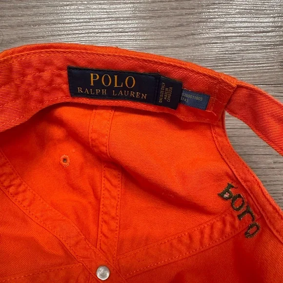 Ralph Lauren Vibrant Orange Polo Cap with Army Green Horse - Picture 6 of 7